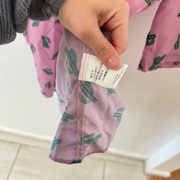 Pink Green Cactus Cacti Button Front T Shirt Size XL - Picture 5 of 8